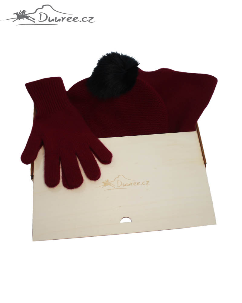 Geschenkset aus Mütze, Handschuhen und Schal aus 100 % Kaschmir