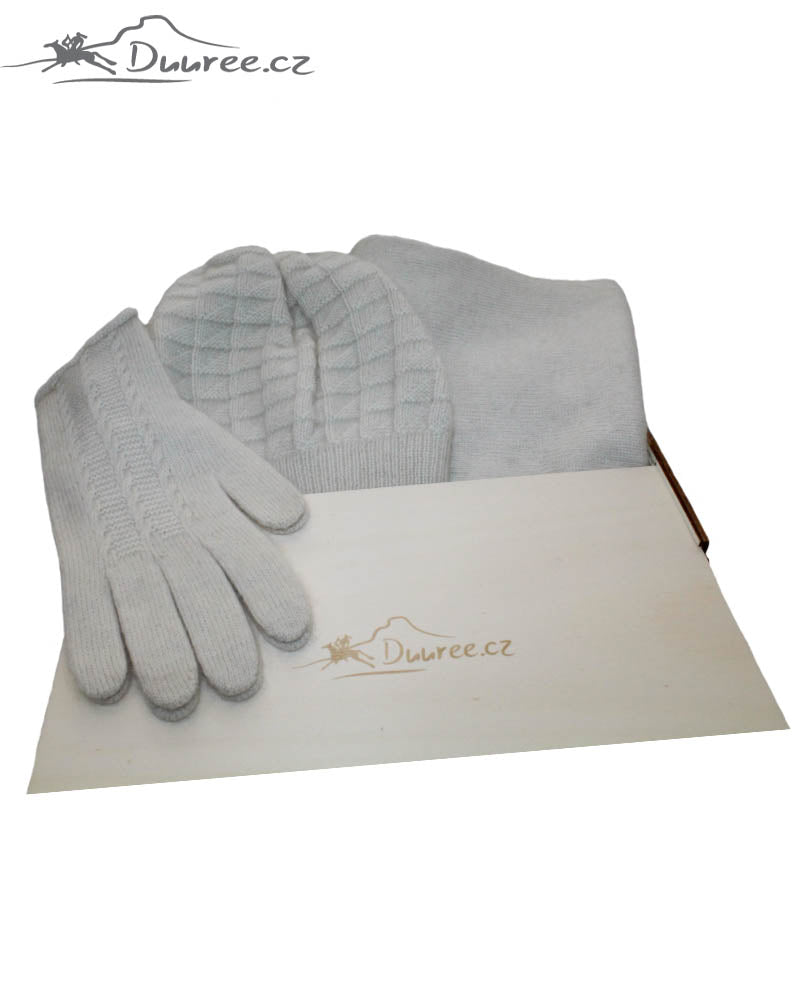 Geschenkset Isabella: Mütze, Handschuhe und Schal aus 100 % Kaschmir