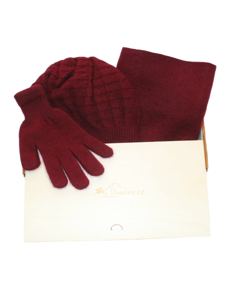 Geschenkset Isabelle: Mütze, Handschuhe und Schal aus 100 % Kaschmir