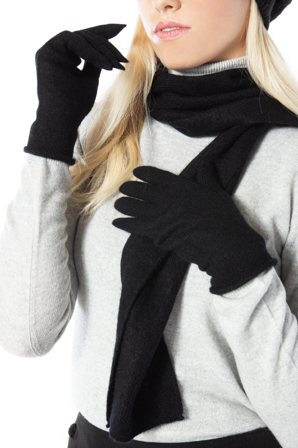 Geschenkset Isabelle: Mütze, Handschuhe und Schal aus 100 % Kaschmir