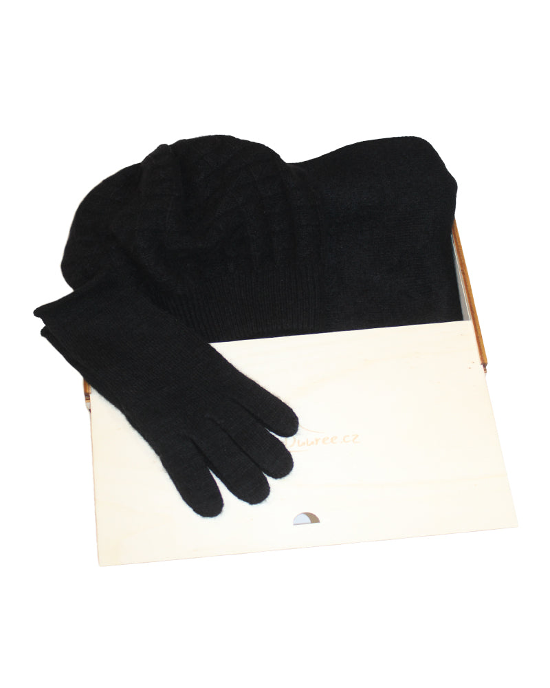 Geschenkset Isabelle: Mütze, Handschuhe und Schal aus 100 % Kaschmir