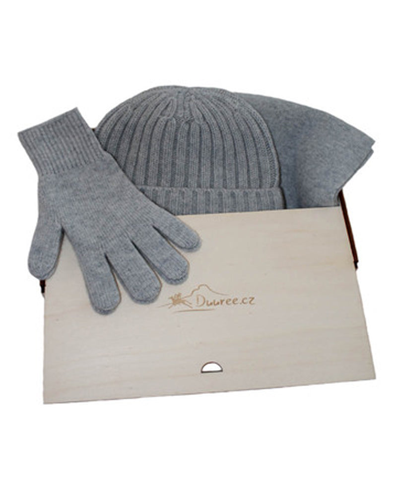 Geschenkset Bruno: Mütze, Handschuhe und Schal aus 100 % Kaschmir