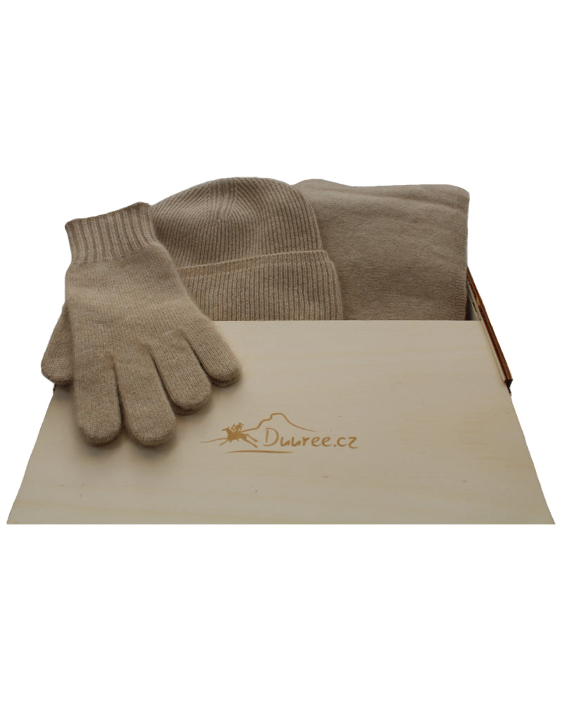 Geschenkset Classic mit Mütze, Handschuhen und Schal aus 100 % Kaschmir