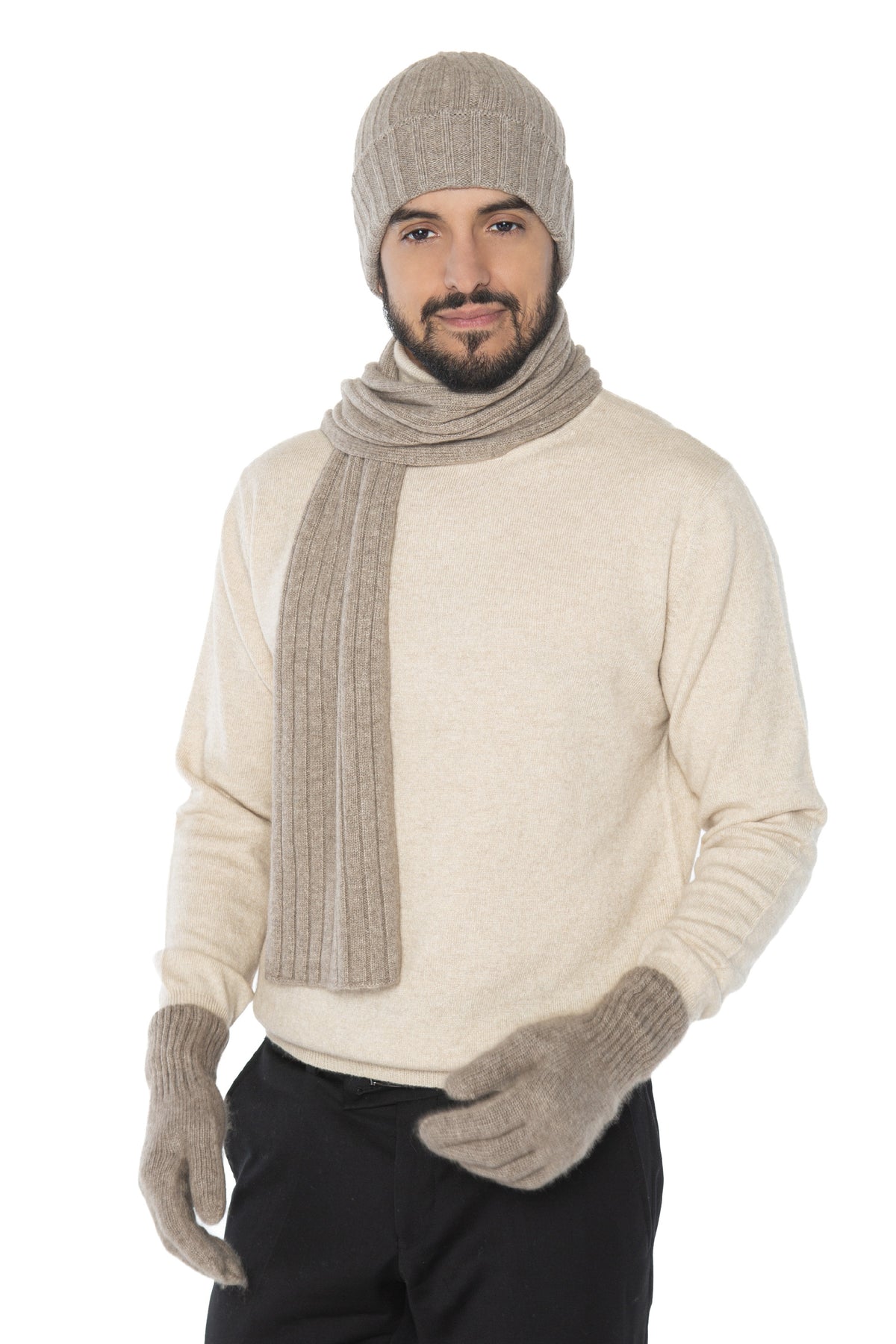 Geschenkset Kerim: Mütze, Handschuhe und Schal aus 100 % Kaschmir