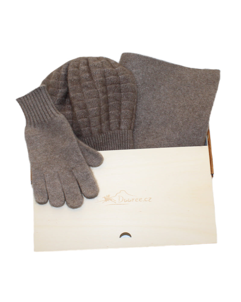 Geschenkset Isabelle: Mütze, Handschuhe und Schal aus 100 % Kaschmir