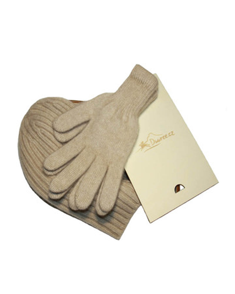 Geschenkset aus Mütze und Handschuhen aus 100 % Kaschmir