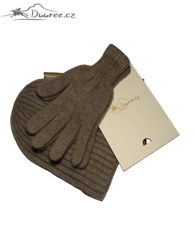 Geschenkset aus Mütze und Handschuhen aus 100 % Kaschmir
