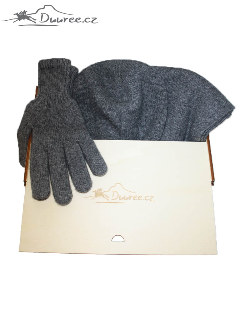 Geschenkset aus Mütze, Handschuhen und Schal aus 100 % Kaschmir