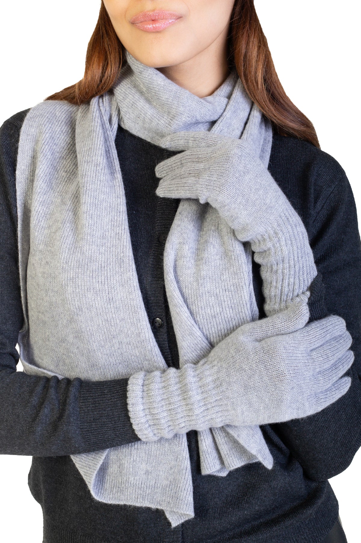 Geschenkset aus Mütze und Handschuhen aus 100 % Kaschmir