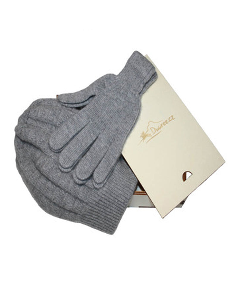 Geschenkset aus Mütze und Handschuhen aus 100 % Kaschmir