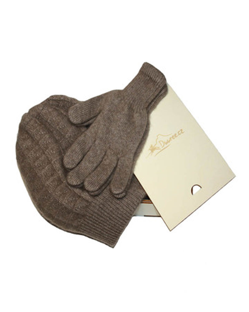 Geschenkset aus Mütze und Handschuhen aus 100 % Kaschmir