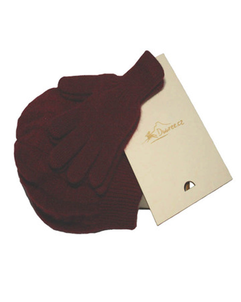 Geschenkset aus Mütze und Handschuhen aus 100 % Kaschmir