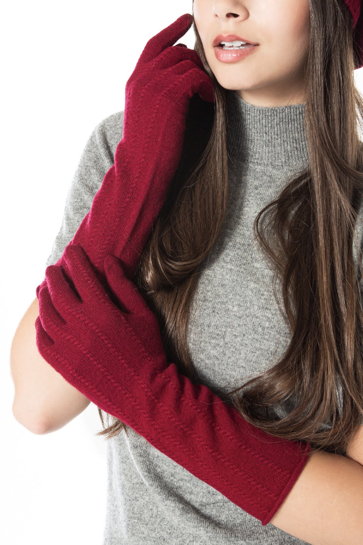 Geschenkset Caroline: Baskenmütze und lange Handschuhe aus 100 % Kaschmir
